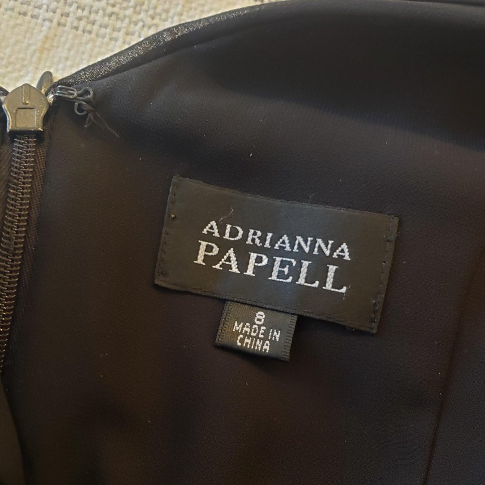 Adrianna Papell Ruched Chiffon Bodice Cocktail Dress Little Black Dress - Picture 4 of 12